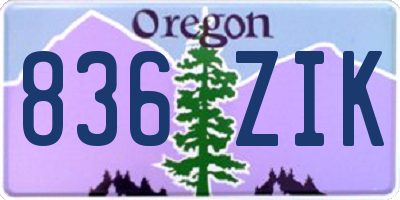 OR license plate 836ZIK