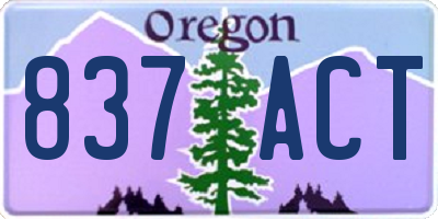 OR license plate 837ACT