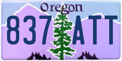 OR license plate 837ATT