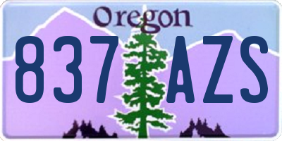 OR license plate 837AZS