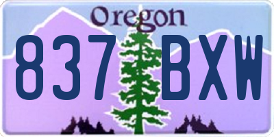 OR license plate 837BXW