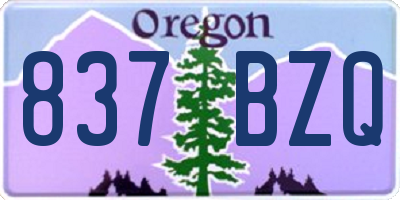 OR license plate 837BZQ