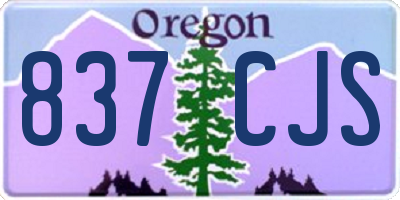 OR license plate 837CJS