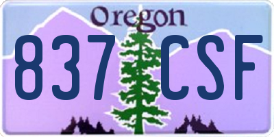 OR license plate 837CSF