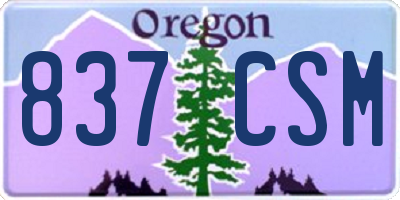 OR license plate 837CSM