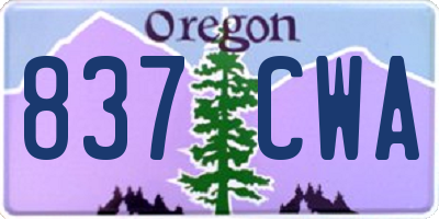 OR license plate 837CWA