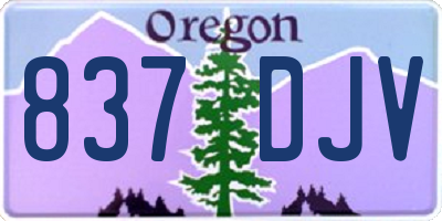 OR license plate 837DJV