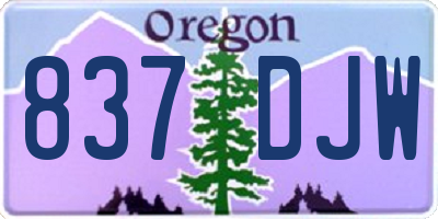 OR license plate 837DJW