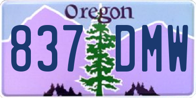 OR license plate 837DMW