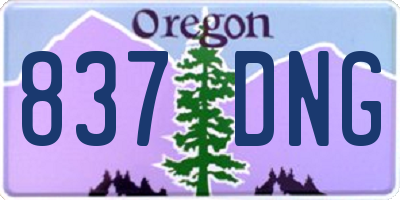 OR license plate 837DNG