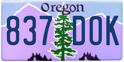 OR license plate 837DOK