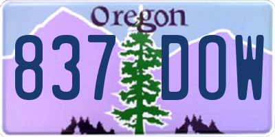 OR license plate 837DOW