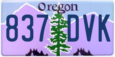 OR license plate 837DVK