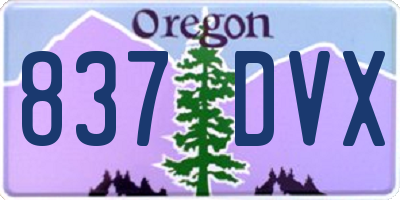OR license plate 837DVX
