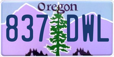 OR license plate 837DWL