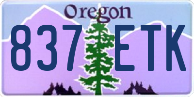 OR license plate 837ETK
