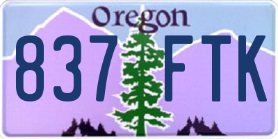 OR license plate 837FTK