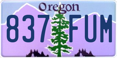 OR license plate 837FUM