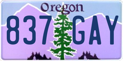 OR license plate 837GAY