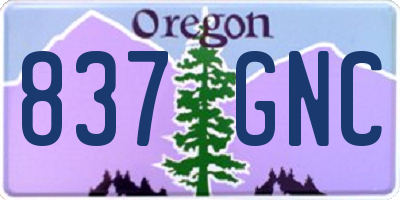 OR license plate 837GNC