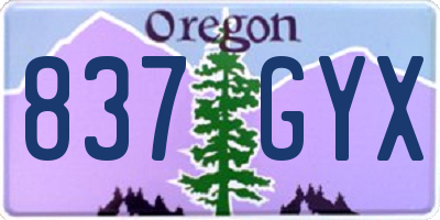 OR license plate 837GYX