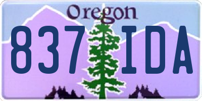 OR license plate 837IDA