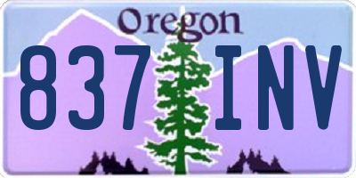 OR license plate 837INV