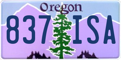 OR license plate 837ISA