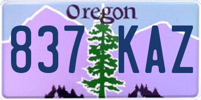 OR license plate 837KAZ