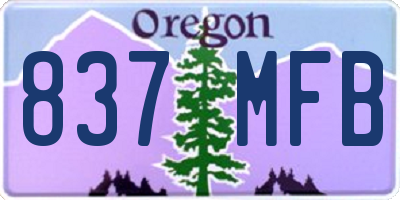 OR license plate 837MFB