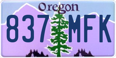 OR license plate 837MFK
