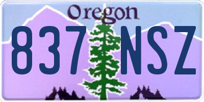 OR license plate 837NSZ