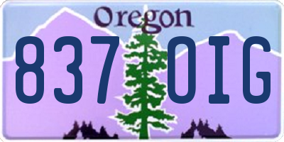 OR license plate 837OIG