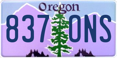 OR license plate 837ONS