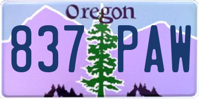 OR license plate 837PAW