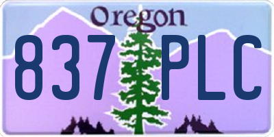OR license plate 837PLC