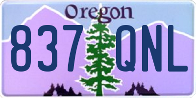 OR license plate 837QNL