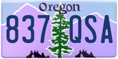 OR license plate 837QSA