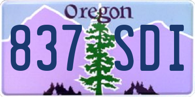 OR license plate 837SDI