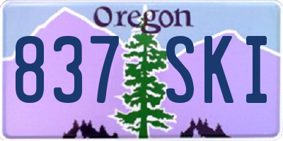 OR license plate 837SKI