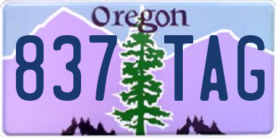 OR license plate 837TAG