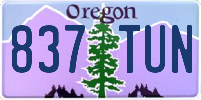 OR license plate 837TUN