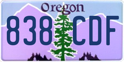OR license plate 838CDF