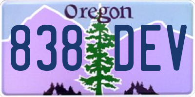OR license plate 838DEV