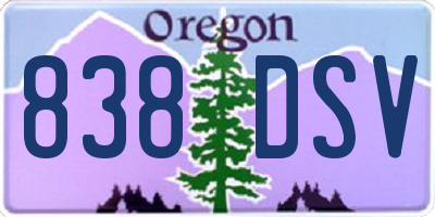 OR license plate 838DSV