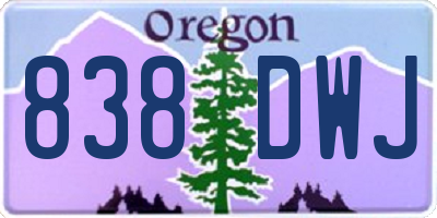 OR license plate 838DWJ
