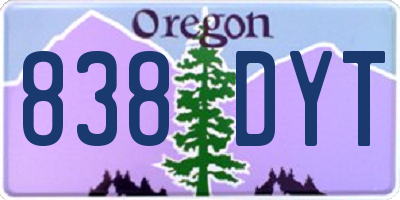 OR license plate 838DYT