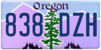 OR license plate 838DZH