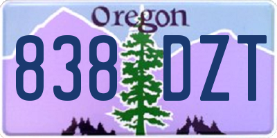 OR license plate 838DZT
