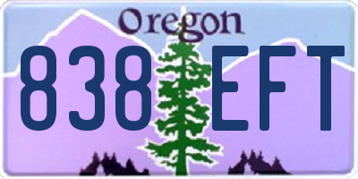 OR license plate 838EFT